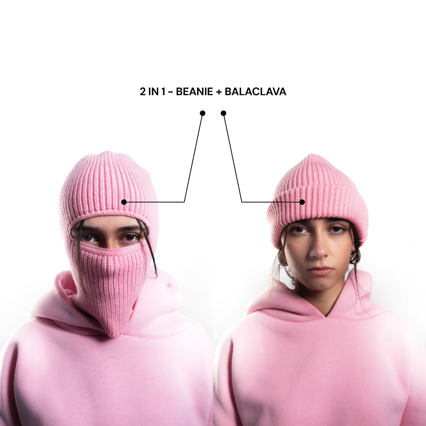 2 IN 1  KNIT BEANIE-BALACLAVA